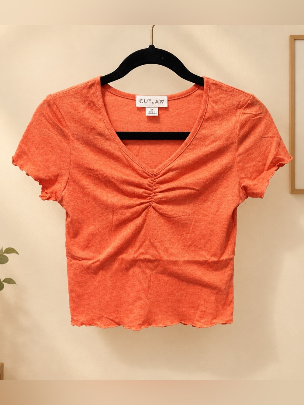 NWT Outlaw Teens Women’s Orange Cap Sleeve V Neck Blouse Top Shirt - Size L